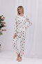 Women's Bear with Ribbon Character Printed Soft Textured Long Sleeve Knitted Pajama Set - 2