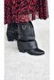 Melinta Women's Cowboy Silver Boots Black Leather M0053