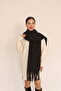 Women's Soft Textured Tasseled Knitted Scarf Shawl Shoulder Shawl 190X50 cm - 4