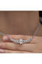 Silver Gurmet Chain Fatma Mother Hand Baguette Stone Women's Necklace