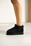 Mini Black Suede Fur-Lined Thick Sole Women's Boots - 2