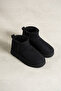 Mini Black Suede Fur-Lined Thick Sole Women's Boots - 3