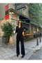 Women's Modern Knit Set - Stitched Buttoned Top and Flared Pants - 3
