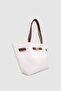 Ferny Belt, Buckle and Stitching Detailed Arm and Shoulder Bag White Tan - 4