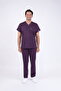 Unisex Stretch Fabric Nurse Doctor Scrubs Set Sweatproof Fabric Scrubs Hospital Uniform Plum - 5