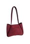 Women's Burgundy Suede Magnetic Puppy Hand and Shoulder Bag - 2