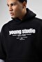 Oversize Printed Hooded Sweatshirt Black - 4