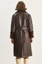 Women's Brown Fur Leather Long Jacket 2259 60251914 - 8