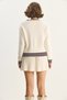 Women's Cream Stripe Detailed Gold Buttoned V-Neck Knitwear Cardigan Pleated Mini Skirt Set Tt251011 60283648 - 8