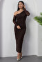 One Shoulder Long Sleeve Rhinestone Tulle Dress Dks1012 - 6