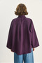 Women's Purple Wide Sleeve Single Pocket Detailed Oversize Basic Poplin Shirt 2144 60284103 - 6
