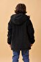Boy's Fur-Lined Hooded Water Repellent Thick Winter Coat Black - 4