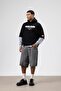 Oversize Printed Hooded Sweatshirt Black - 2