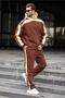 Dark Brown Hooded Striped Detail Men's Tracksuit Set E7326 - 3