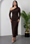 One Shoulder Long Sleeve Rhinestone Tulle Dress Dks1012 - 4