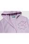 Baby Girl Lilac Hooded Sweatshirt with Applique on the Front, Zipper and Side Pockets - 3