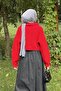 Collar Zippered Crop Knitwear Sweater Pomegranate Flower - 4