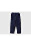Boy's Navy Blue Logo Detailed Drawstring Stretch Gabardine Cargo Pants - 2