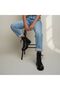 Black Genuine Leather Women's Boots with Internal Zipper - 6