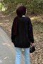 Heart Embroidery Detailed Oversize Cardigan Black - 4