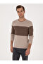 Ecru Regular Fit Wool Blend Crew Neck Knitwear Sweater 50293797-Vr019