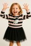 Girl's Black Tulle Holiday Sweatshirt Dress with Removable Ghost Figure (3-4-5-6 Years Old) - 6