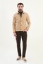 Straight Slim Fit Shirt with Collar Buttons and Side Pockets Men's Coat Beige - 39650.25K - 3