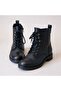 Black Genuine Leather Women's Boots with Internal Zipper - 3