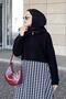 Collar Zippered Crop Knitwear Sweater Black - 2