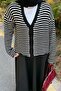 Thin Striped Knitwear Cardigan Black - 3