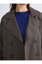 Brown Double Breasted Collar Oversize Women's Trench Coat - 4
