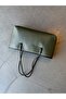 Knitted Detailed Faux Leather Dora Women's Shoulder Bag Khaki - 6