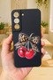 Samsung Galaxy S21 Fe Compatible Cherry Leopard Bow Patterned Silicone Shock-Absorbing Rubber Case - 2