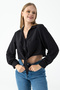 Women's Double Pocket Tie Detail Shirt Black - 25Y 34142-1