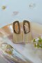 Retro Oval Gold Earrings – Ecru and Bone Tones - 5