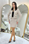 Women's Pearl Detailed Jacket Skirt Two-Piece Set Mink, Ecru, Black - 4