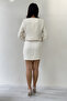 Women's Pearl Detailed Jacket Skirt Two-Piece Set Mink, Ecru, Black - 8