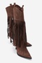 Gueras Brown Suede Tasseled Pointed Toe Women's Heeled Boots