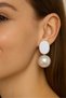 Vintage Pearl Oval Earrings – White Enamel and Gold Framed
