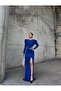Princess sleeve, stone-embellished long evening dress 583078 cobalt blue