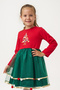 Satin Detailed Pompom Girl's Christmas Dress Red - 6
