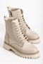 Beige Lace-Up Zipper Women's Combat Boots