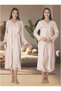 Women's Mink Design Lace Long Sleeve Cotton Maternity Nightgown Set - 4