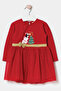 Christmas Themed Bow Detailed Tulle Baby Girl Dress Red