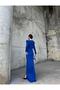 Princess sleeve, stone-embellished long evening dress 583078 cobalt blue - 2