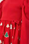 Christmas Themed Crown Gift Balloon Sleeve Tulle Girls' Dress Red - 6