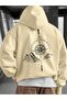 -Men's Compass Printed Sweatshirt 3-Thread Quality Fabric Oversize Cut