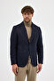 Wesley Men's Dark Lacquer Italian Striped Cashmere Fabric Half-Lined Pocketed Mono-Collar Sports Blazer Jacket - 3