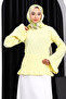 Yellow Waist and Sleeve Frill Trim Knit Sweater - 3