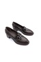 Genuine Leather 5 cm Heeled Brown Women's Classic Loafer Shoes - 4